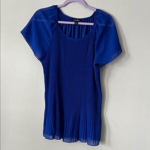 Roz & Ali Vibrant Blue Pleated Blouse